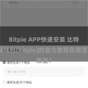 Bitpie APP快速安装 比特派钱包(Bitpie)的官方教程在哪里？